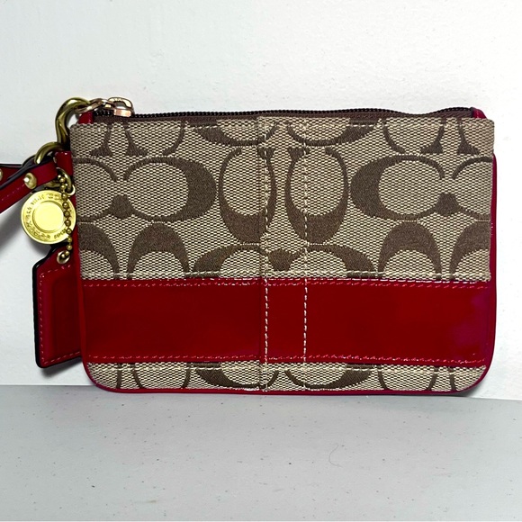 Coach Signature Stripe Wristlet - Picture 1 of 8